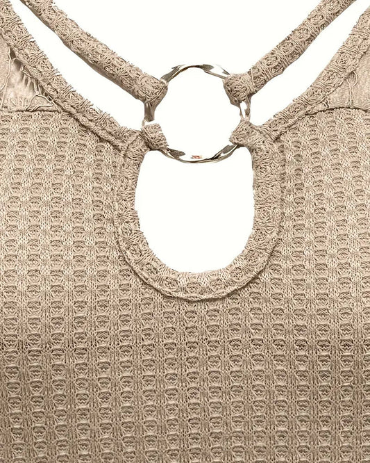 Andrea's™ | T-Shirt Spitzen Einsatz Gestrickt