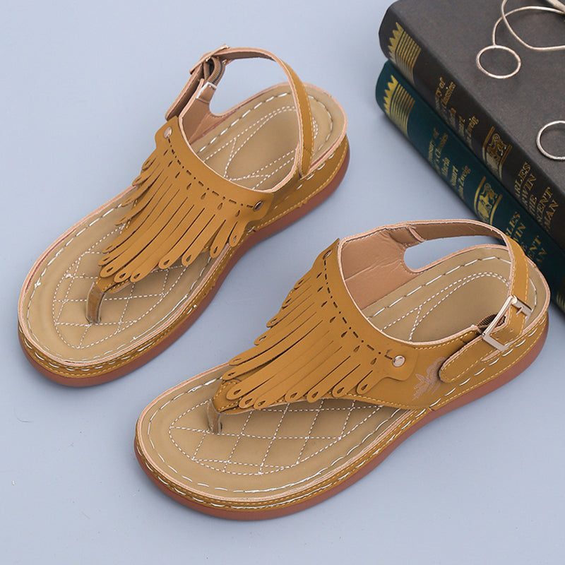Boho-Fransen-Zehentrenner Andrea Serena Keilsandalen