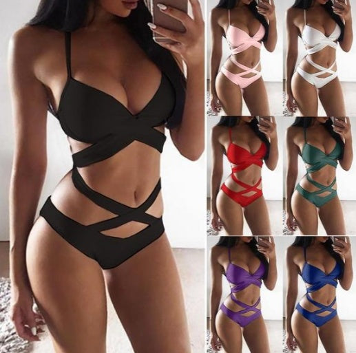 Chic Colorblock Andrea Serena Strappy Bikini Set