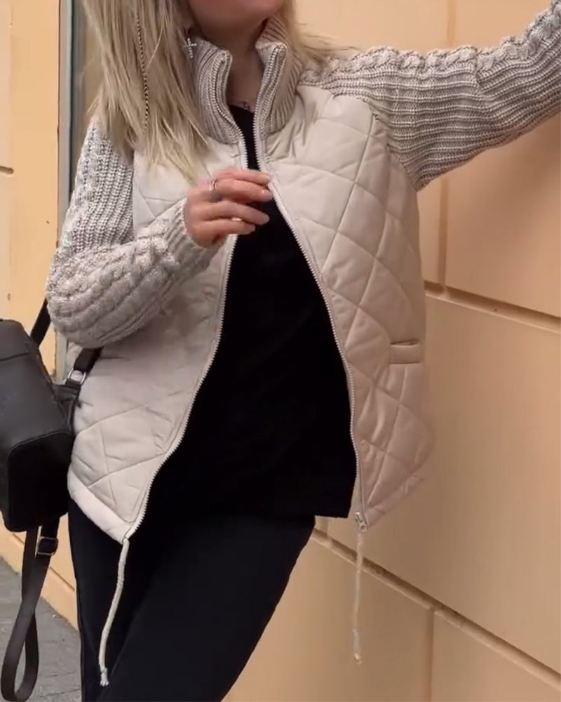 Andrea's™ | Einfarbiger mantel mit reißverschluss und hohem kragen