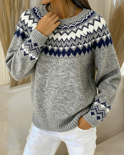 Andrea's™ | Langärmeliger Pullover mit Rundhalsausschnitt