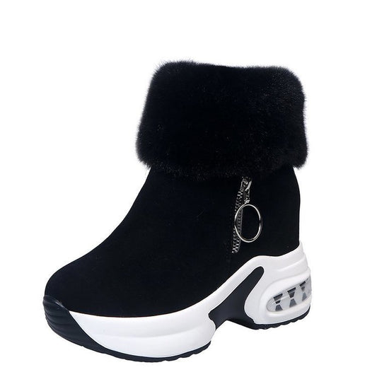 Andrea's™ | Plateau-Stiefeletten mit Kunstfell und Reißverschluss-Detail
