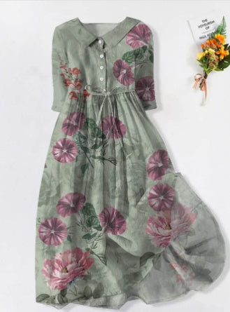 Andrea's™ | Geblümtes Midikleid mit Kragen