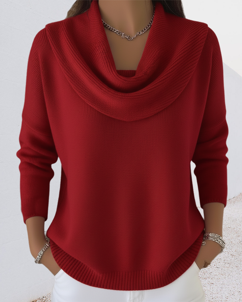 Andrea's™ | Pullover Uni-Farbe Flauschkragen Pullover