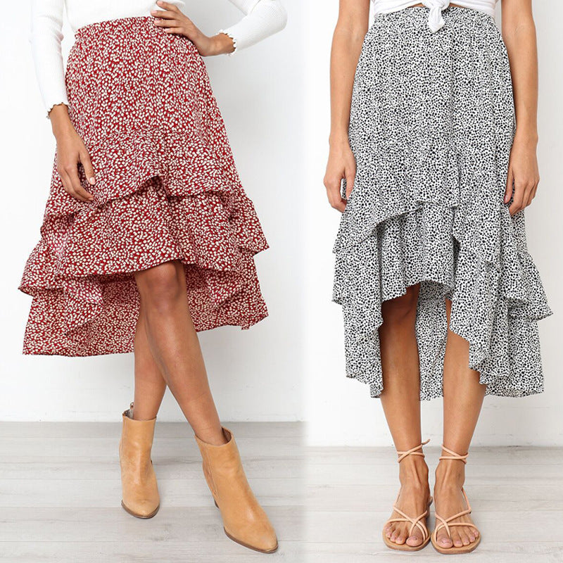 Floral Ruffle Midi Skirt by Andrea Serena