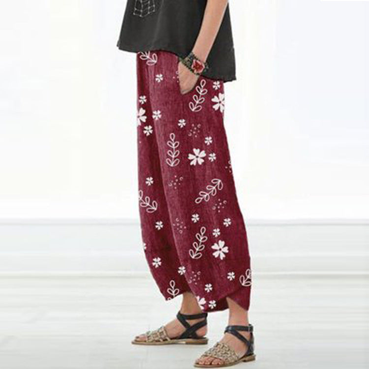Weite Baumwollhose mit Blumenmuster von Andrea Serena