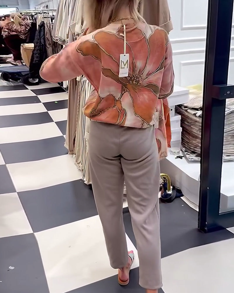 Andrea's™ | Rundhals Bedruckter Lockerer Pullover