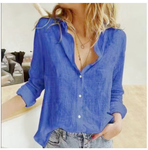 Andrea Serena Cardigan-Bluse mit lockerer Passform und Reverskragen