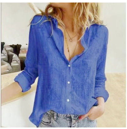 Andrea Serena Cardigan-Bluse mit lockerer Passform und Reverskragen