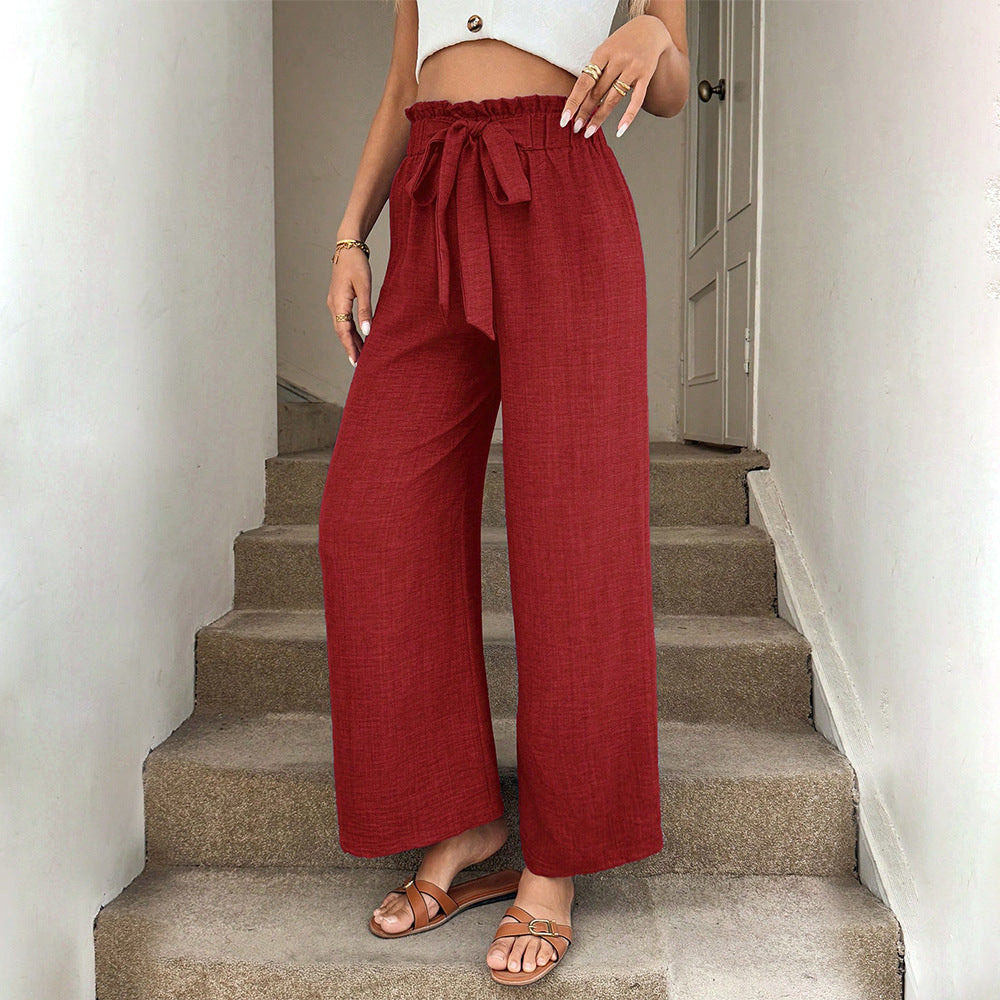 Rote, weite Andrea Serena Hose mit Kordelzug