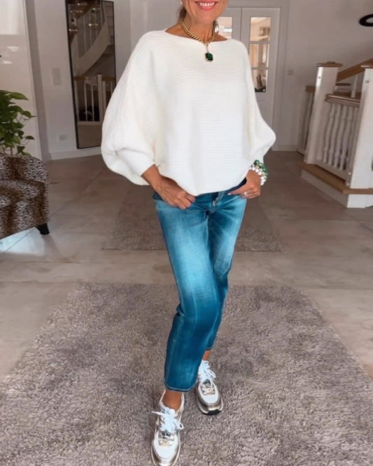 Andrea's™ | Pullover mit Laternenärmeln und fester Farbe