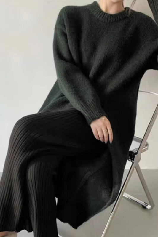 Andrea’s™ | Elegantes Oversize-Strickkleid in Midi-Länge mit Faltendetail