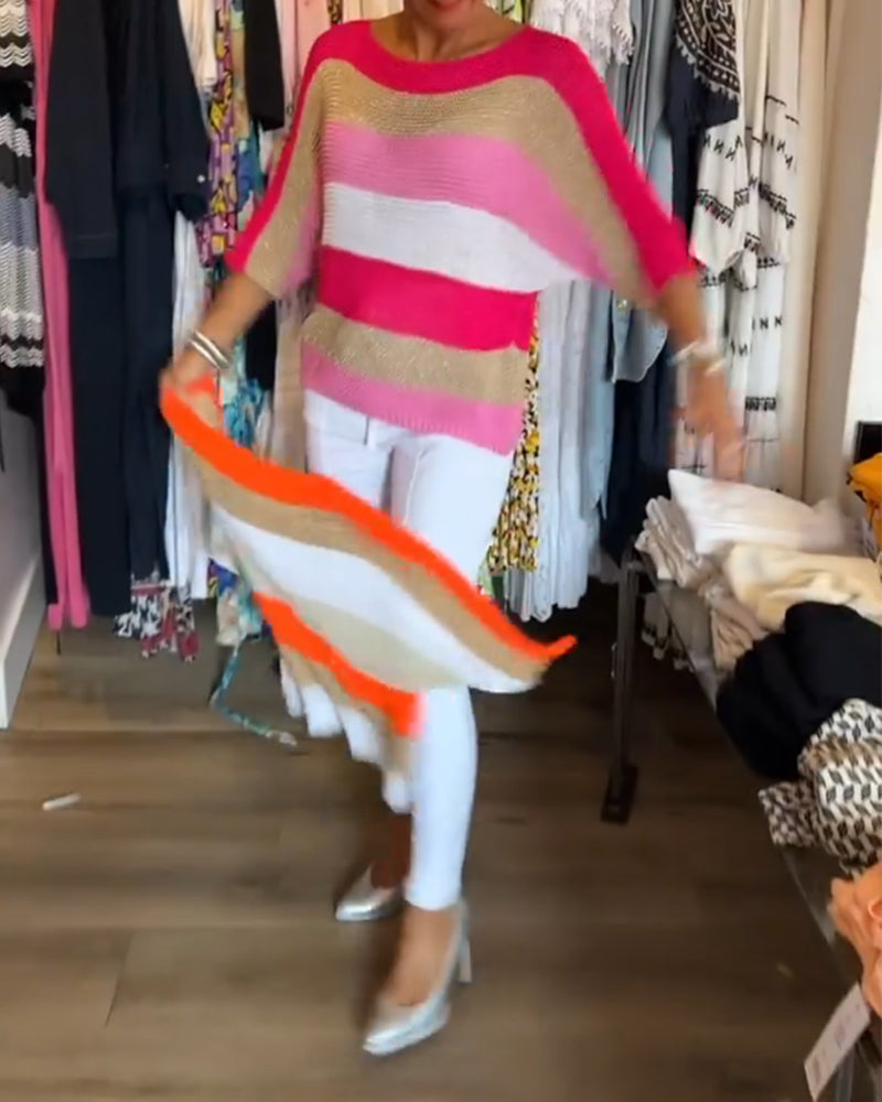 Andrea's™ | Pullover mit Farbblock-Rundhalsausschnitt