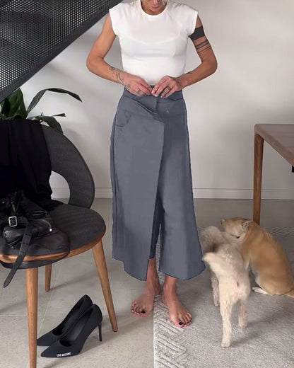 Andrea's™ | Schlichte, einfarbige, asymmetrische Freizeithose