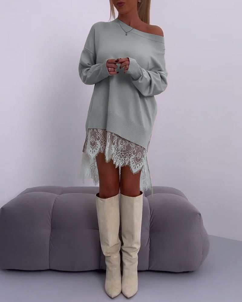 Andrea's™ | Einfarbiger, schulterfreier, schmaler pullover