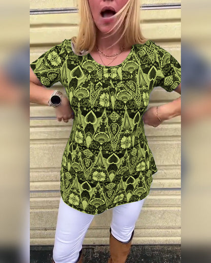 Andrea's™ | T-Shirt lässig Retro Rundhals bedruckt