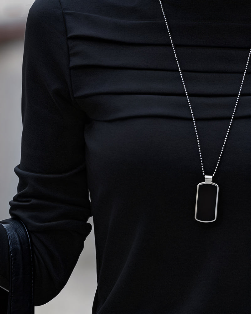 Andrea's™ | Top Slim Fit plissiert langärmlig