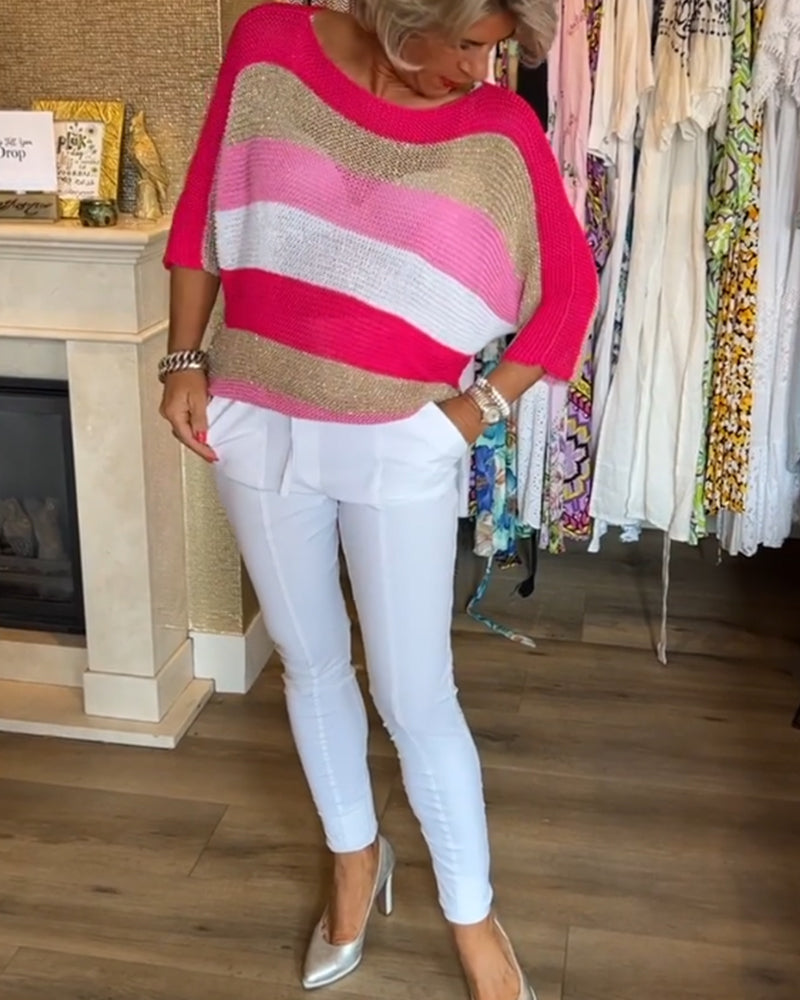 Andrea's™ | Pullover mit Farbblock-Rundhalsausschnitt