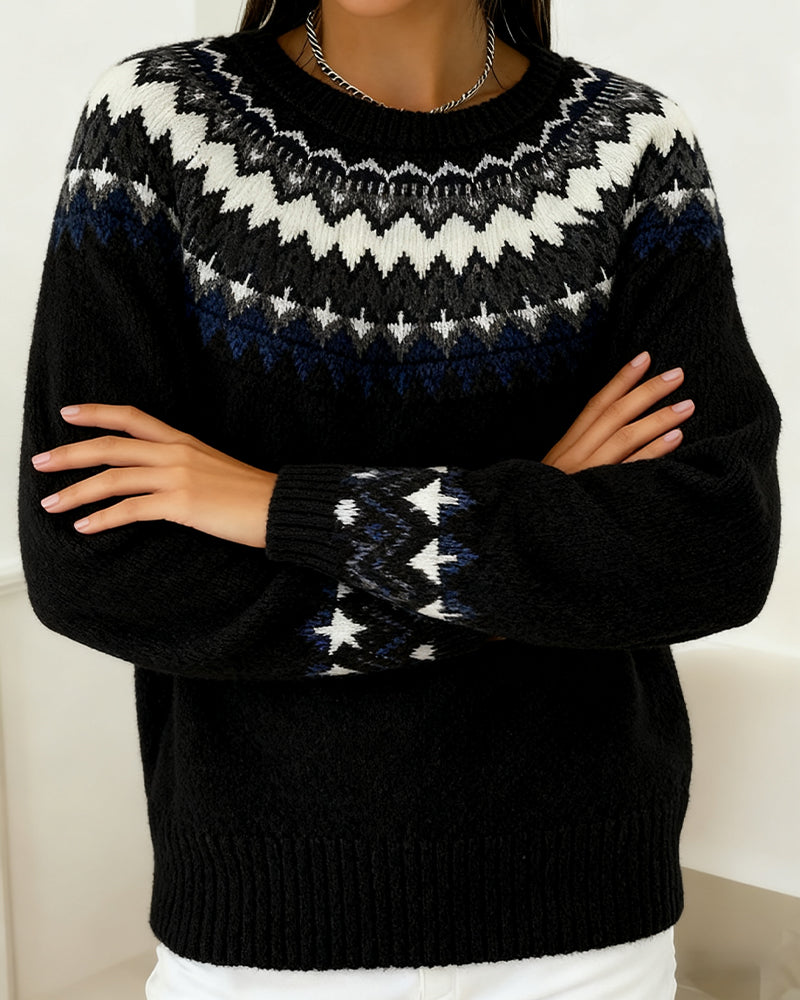 Andrea's™ | Langärmeliger Pullover mit Rundhalsausschnitt