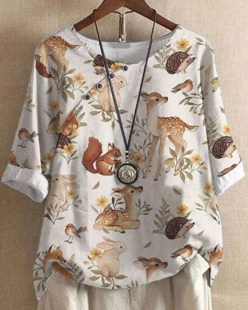 Andrea's™ | Blumen-t-shirt mit halben ärmeln