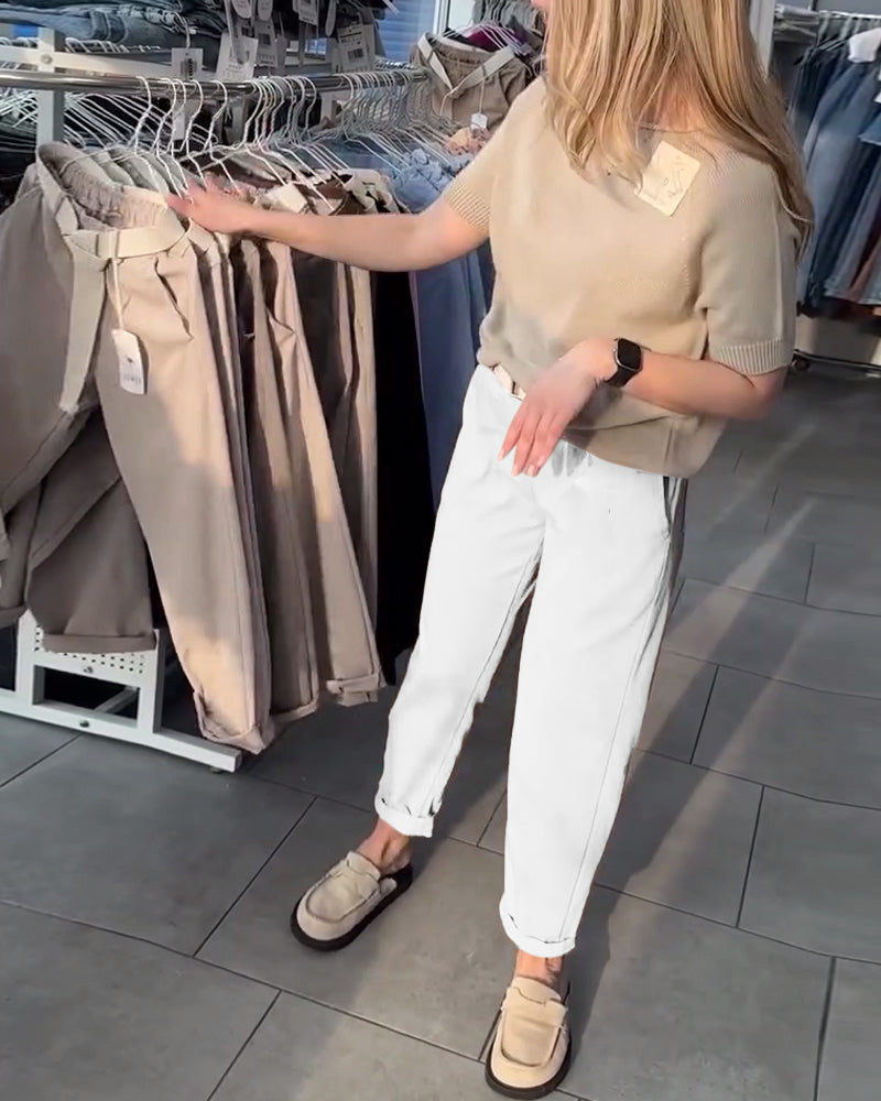 Andrea's™ | Hose einfarbig lässig gerade