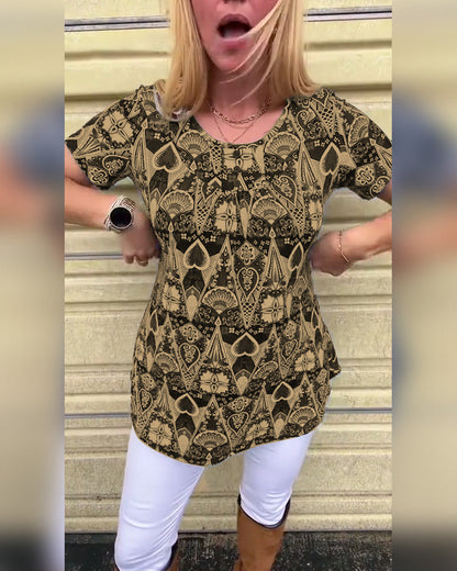 Andrea's™ | T-Shirt lässig Retro Rundhals bedruckt