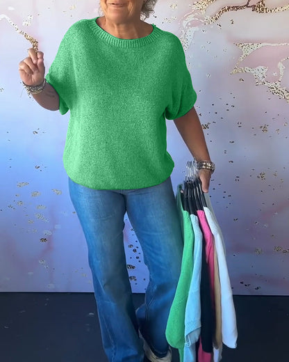 Andrea's™ | Lässiger, lockerer pullover mit rundhalsausschnitt und unifarbe