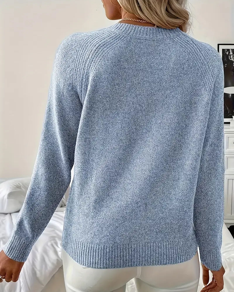 Andrea's™ | Pullover Knopfverzierung Raglanärmel