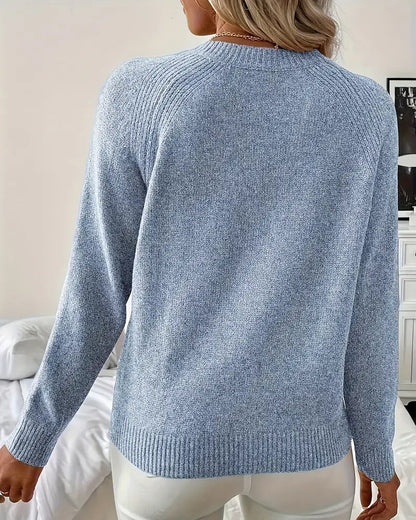 Andrea's™ | Pullover Knopfverzierung Raglanärmel