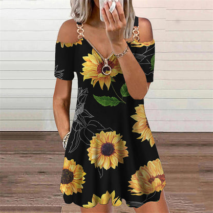 Schickes Kurzarmkleid mit Print von Andrea Serena