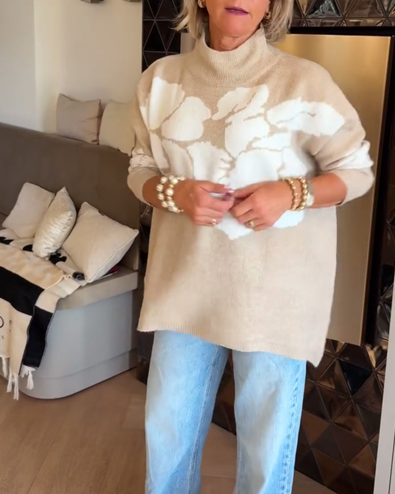 Andrea's™ | Pullover Stehkragen Blumenprint