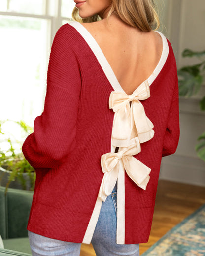 Andrea's™ | Moderner Pullover mit Kontrastfarben-Rundhalsausschnitt