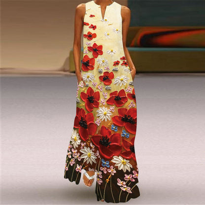 Ärmelloses Maxikleid mit lebhaftem Print von Andrea Serena