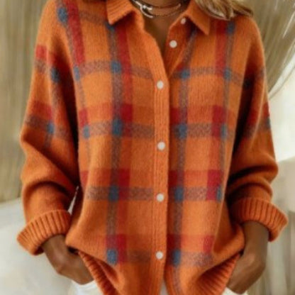 Gemütliche gestreifte Strickjackenbluse von Andrea Serena