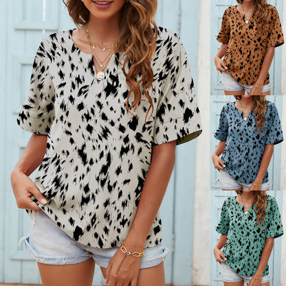 Printed V-Neck Everyday Top by Andrea Serena