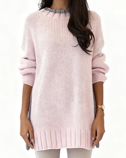 Andrea's™ | Pullover mit Rundhalsausschnitt und Kontrastfarbe