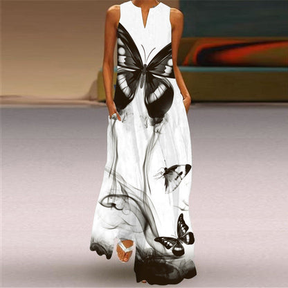 Elegantes Maxikleid von Andrea Serena mit Schmetterlingsmuster