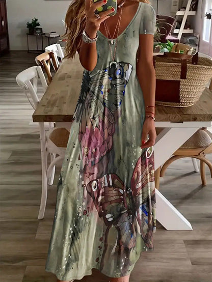 Maxikleid von Andrea Serena mit Schmetterlingsmuster im Boho-Stil