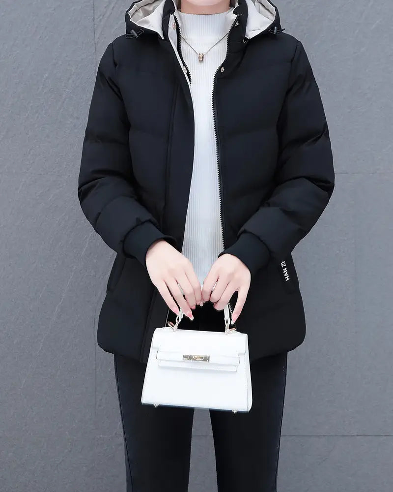 Andrea's™ | Jacke lässig einfarbig warm mit Kapuze