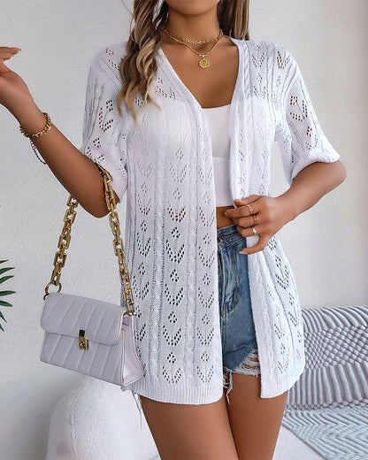 Andrea's™ | Elegante Strickjacke mit einfarbigen, hohlen Kurzarm