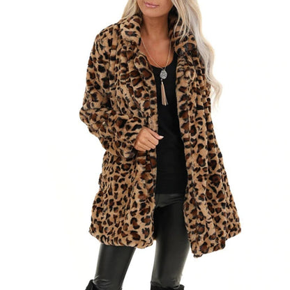 Andrea's™ | Plüsch-Strickjacke mit lockerem Schnitt und Gepardenmuster