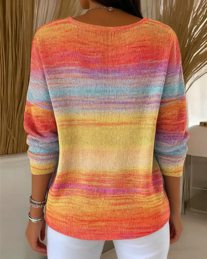 Andrea's™ | V-Ausschnitt-Pullover Mit Regenbogenstreifen