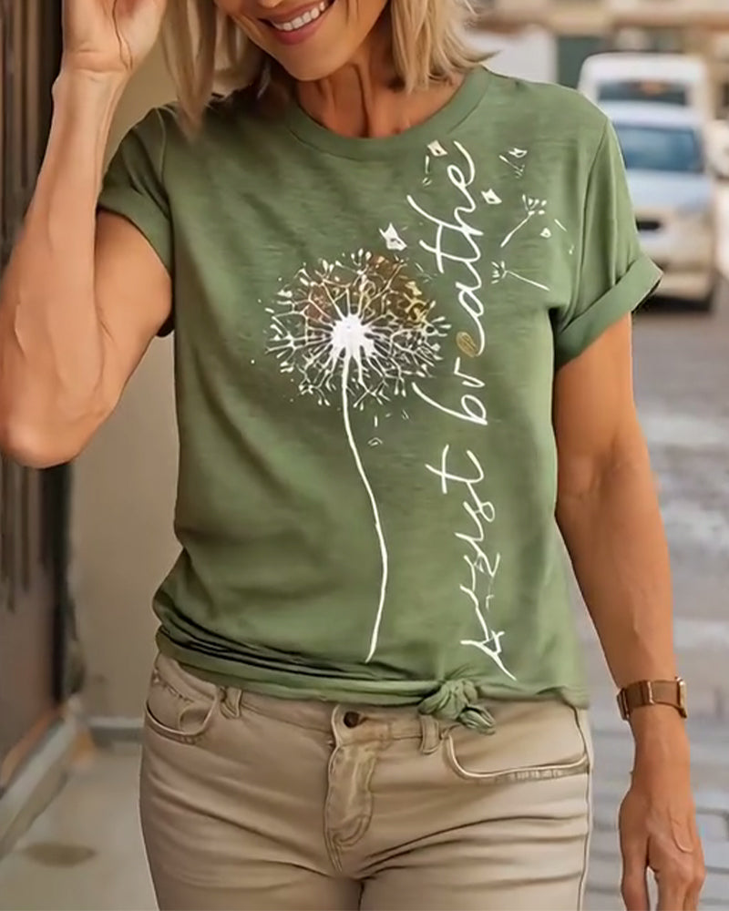 Andrea's™ | T - Shirt Mit Dandelion Druck Kurzarm