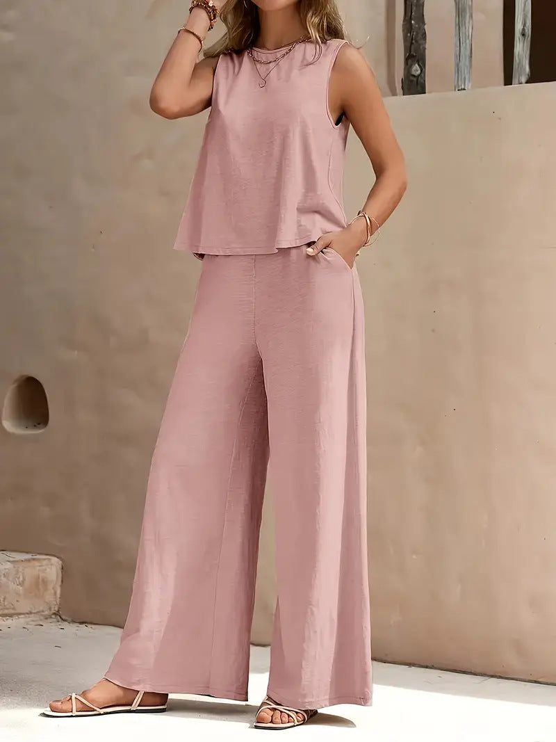 Elegantes, lockeres Baumwoll-Set von Andrea Serena