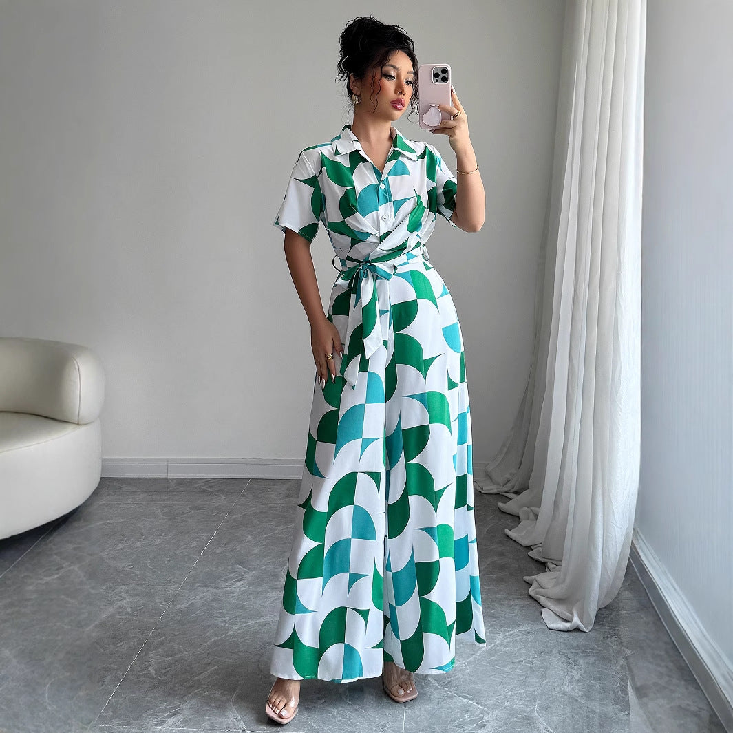 Schicker grüner Andrea Serena Jumpsuit mit weitem Bein