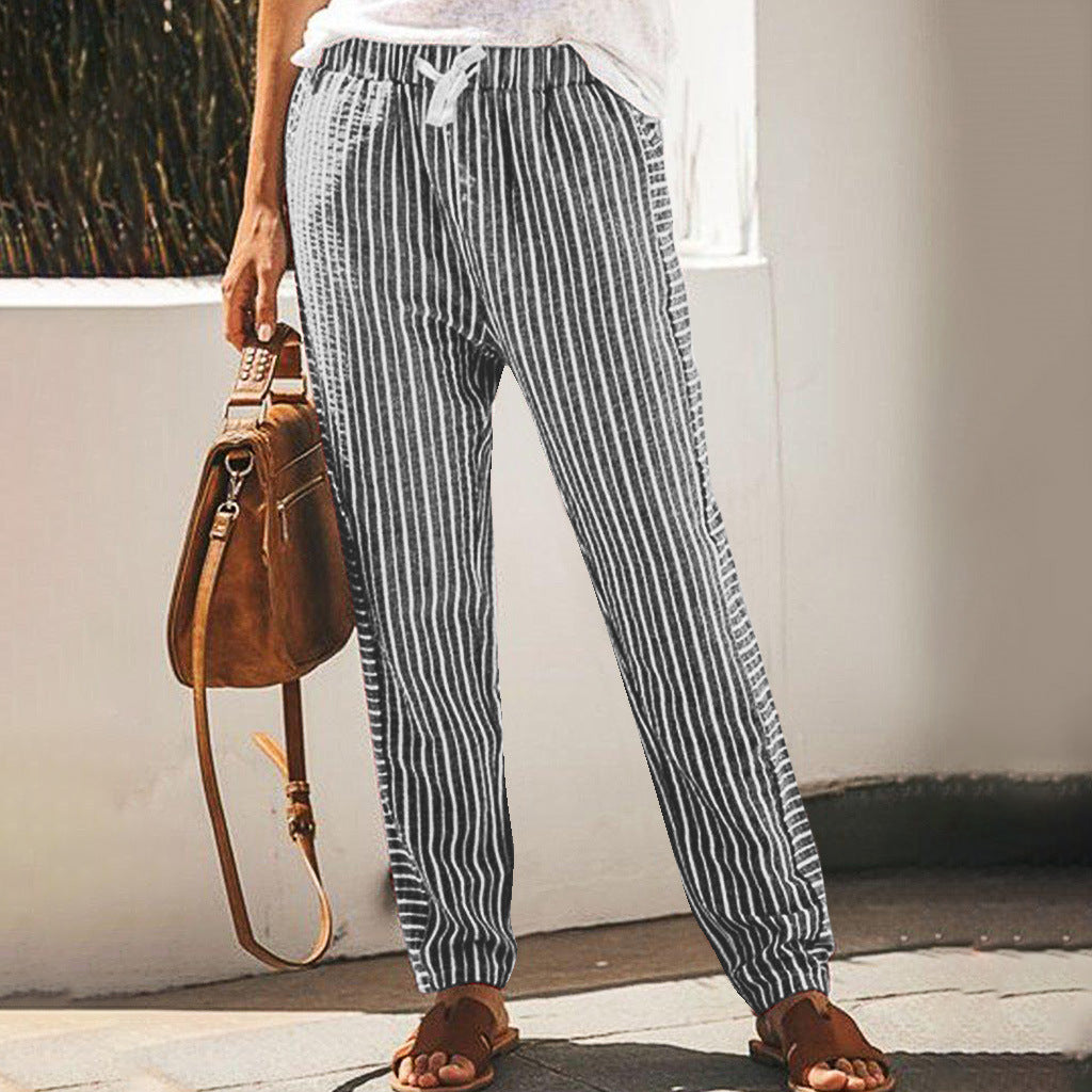 Von Pinterest inspirierte gestreifte Hose mit weitem Bein von Andrea Serena