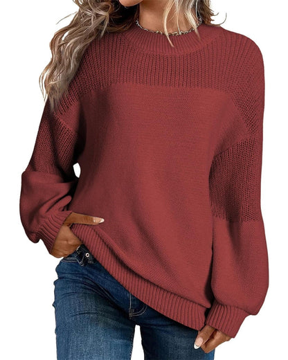 Andrea's™ | Pullover Unifarben Laternenärmel