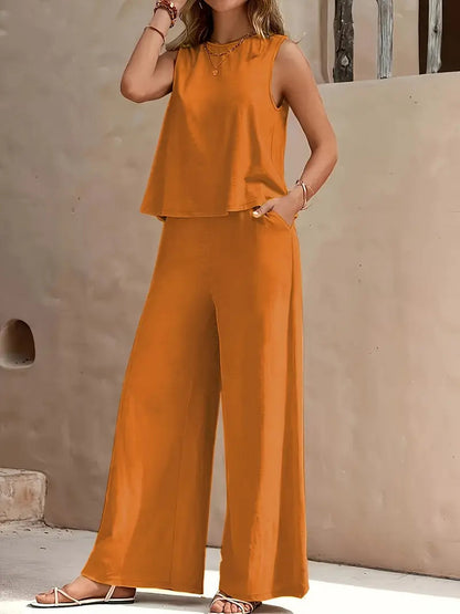 Elegantes, lockeres Baumwoll-Set von Andrea Serena