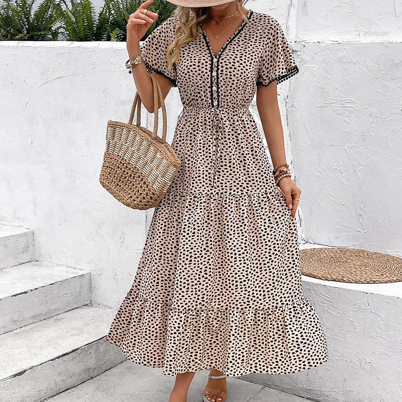 Leopardenmuster-Kleid mit V-Ausschnitt von Andrea Serena