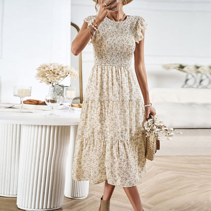 Elegantes geblümtes Andrea Serena Sommer-Midikleid